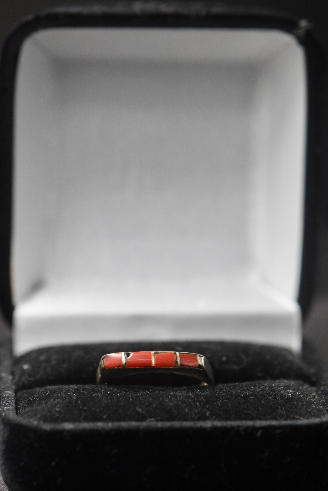 Vintage Sterling Silver- Red Rectangular Shaped S… - image 1