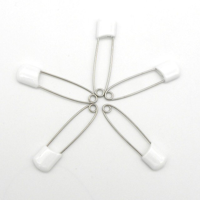 50X 55mm White Baby Cloth Diaper Pins Stainless Steel Traditional