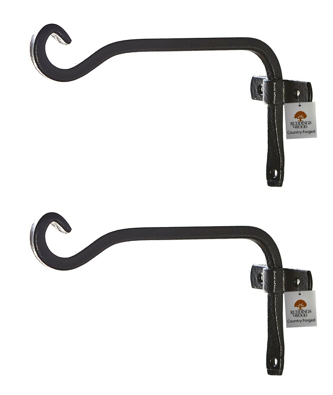 Metal Wall Hooks Hanging Basket Brackets Hanger Country Forged Set of 2 x 17cm