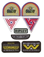 ALIEN NOSTROMO CREW - 8 Patch Set 1 - Weyland-Yutani UK7 US Tricentennial Ripley