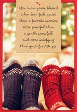 Religious ROMANTIC CHRISTMAS Greeting Card FOR LOVER, Cozy Socks by DaySpring   