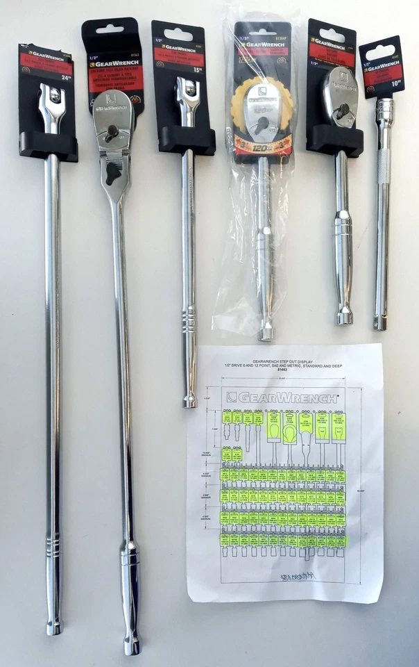 Gearwrench Step Out 1/2" Drive Display SAE And Metric Ratchets Sockets 81443 - Image 2 of 3