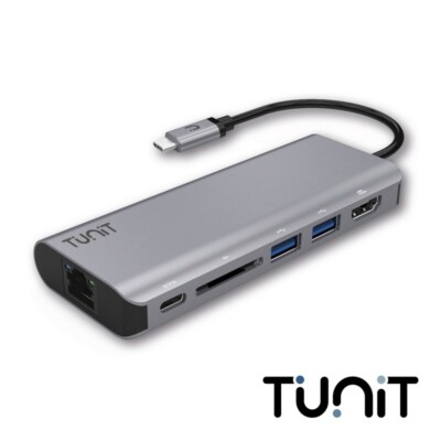 TUNIT   USB-C auf USB 3.0 Ethernet SD HDMI 4k Multiport Hub Adapter   SCHWARZ