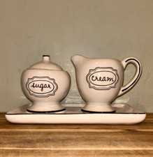 Cream  Sugar Serving Set with tray. Made by Rae Dunn. Ceramic. Minimalist. NWTS