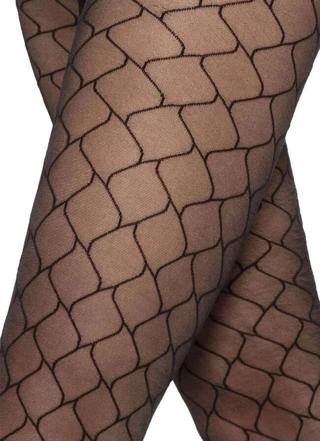 Medias negras semi opacas con patrón de diamantes de 40 denier para mujer, Gatta Pasione Foto 4 de 4