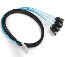 TOP Mini SAS to 4-SATA SFF-8087 Multi-Lane Forward Breakout Internal Cable 1M @
