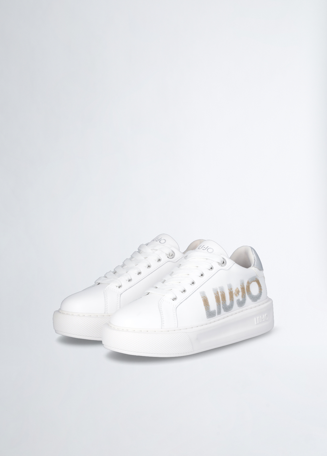 Sneakers Liu Jo Donna Platform Con Maxi Logo Glitter BA4071PX47904370 Bianco