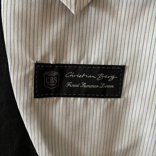 Christian Berg Blazer Jacket Black Linen Partially Lined 3 Button Men's 28 UK46S - Picture 14 of 16