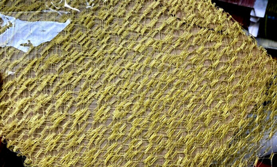 vintage 1940s veil 18'' wide netting yellow 1yd Nouveaute de Paris