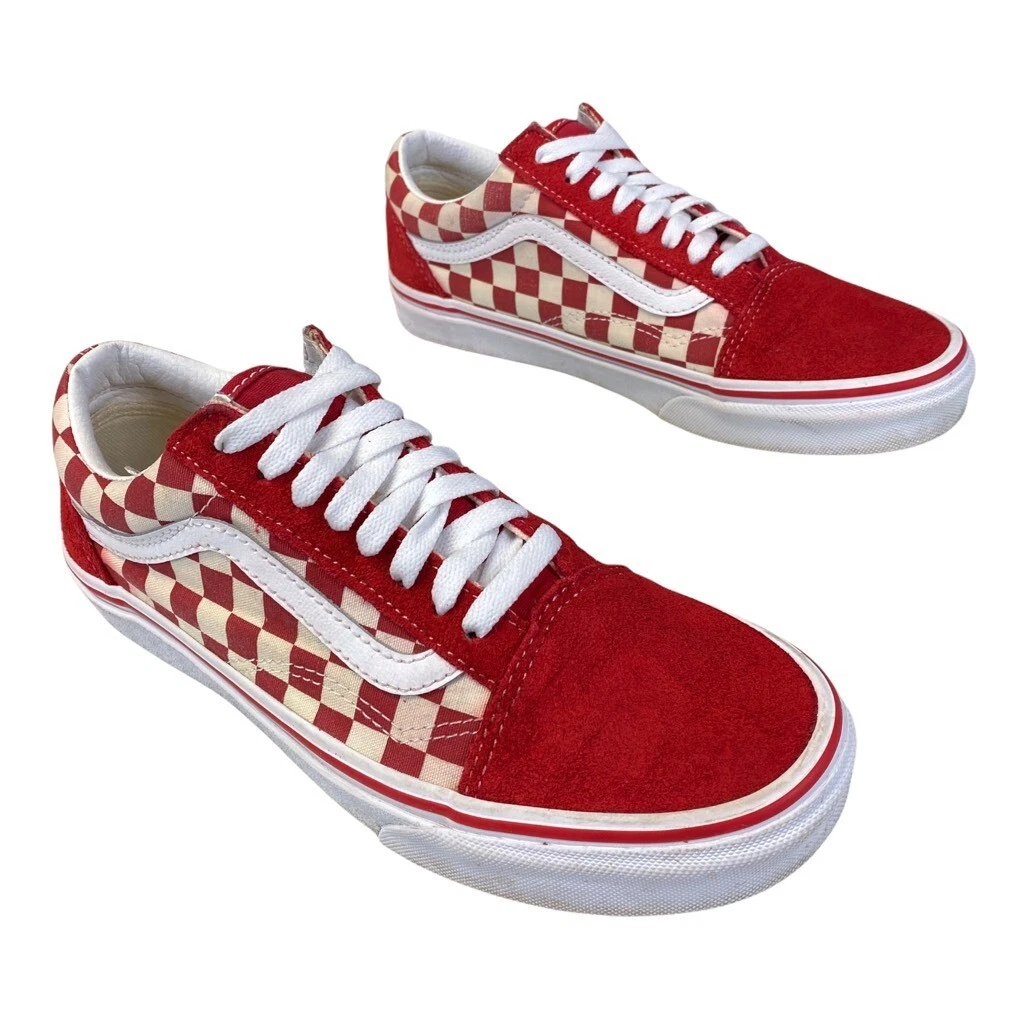 Red and white shop checkered vans lace up