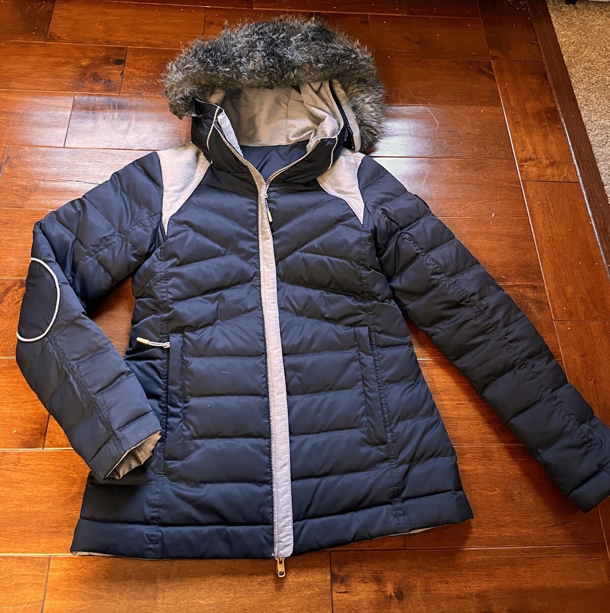 Lole Shine Meteor REVERSIBLE Black/Gray PrimaLoft Insulated Hood Winter Jacket S