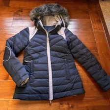 Lole Shine Meteor REVERSIBLE Black/Gray PrimaLoft Insulated Hood Winter Jacket S