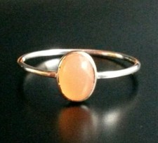 925 Sterling Silber Ring Pfisich Mondstein Gr. 18 Echtschmuck