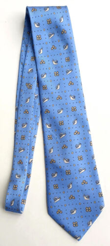 HERMÈS Paris orig. Vintage Krawatte 7875 UA 100% Seide blau Schnecken Klee - Bild 4 von 5