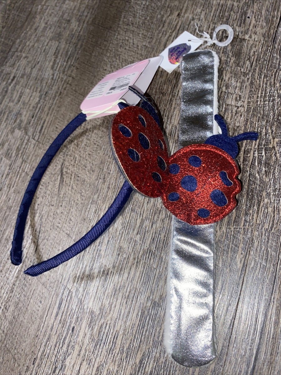 Claire's ladybug headband Slap bracelet hair tie accessory jewelry