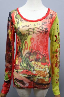 SAVE THE QUEEN Floral Pattern Multi-Color Long Sleeve Top Shirt Jersey Sz M