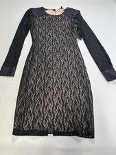 Womens Rachel Roy Black Long Sleeve Lace Style Dress Size 4 NEW
