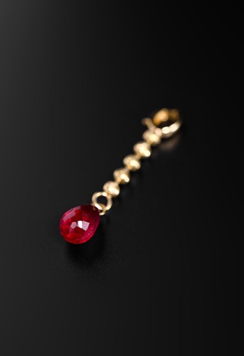 Cute Design Ruby Teardrop Charm | 18K Gold Bead Dangle Charm - Picture 2 of 10