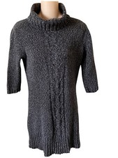 Old Navy Dark Gray 1/2 Sleeve Sweater Dress Size Small Cotton Lambs Wool