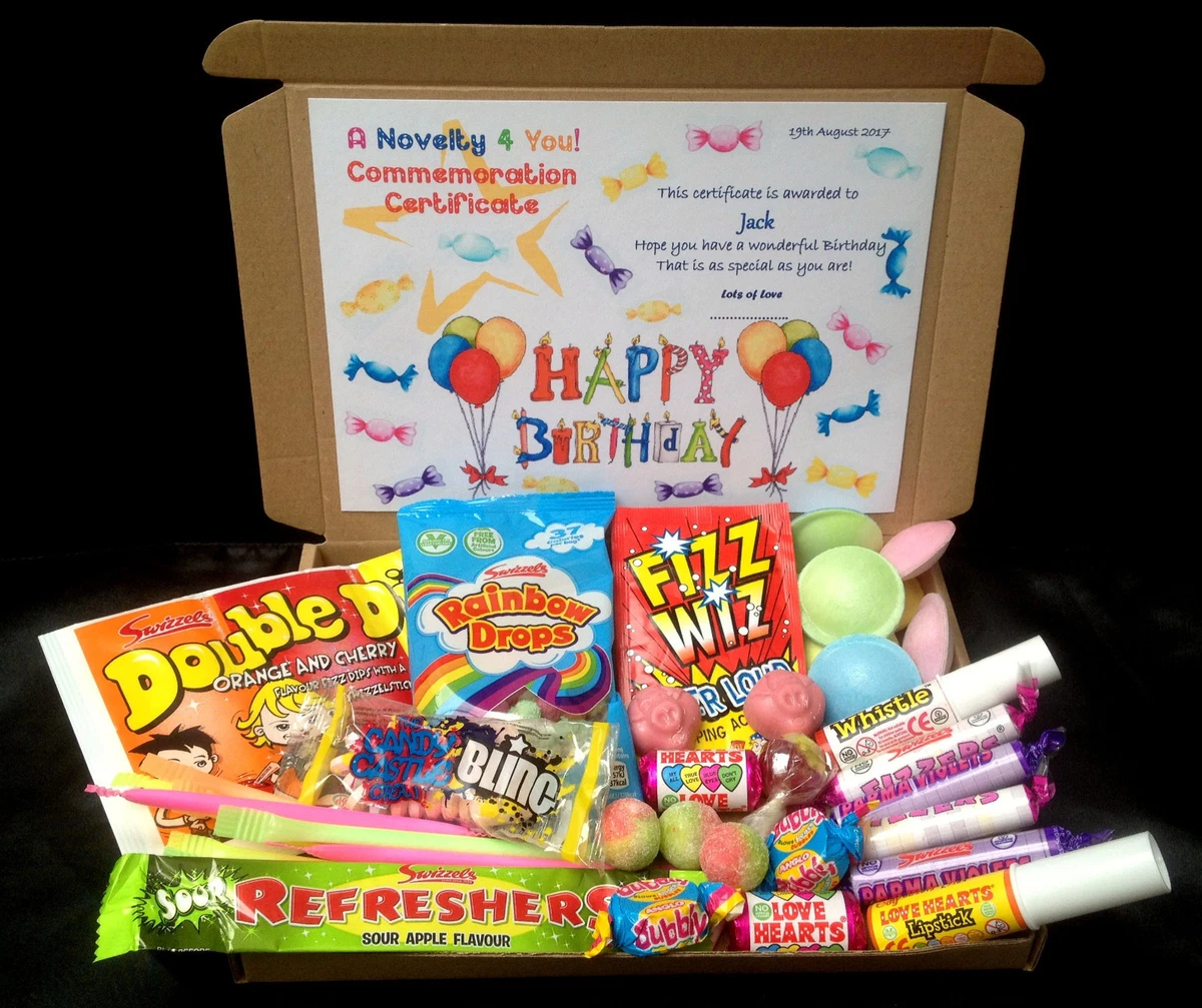 Retro Vegetarian Sweet Gift Box Personalised Birthday 21st 30th