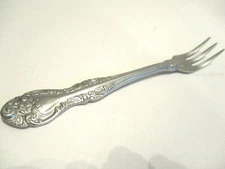 Delco Stainless Cocktail Seafood Fork  Rose Scroll Embossed Textured Handle #23