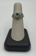 Sterling Silver with Green Stone Ring Size 7.25