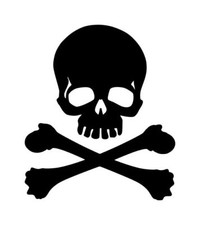 Skull And Crossbones Decal 1 3"x3.5" Choose Color