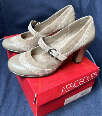 AEROSOLES Heels Womens Roller Rink Mary Jane Pump Mink