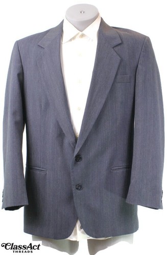 Haggar Gallery 2 Piece Suit Gray striped 2 Btn 40R Pleated Fronts 34" Waist - Picture 3 of 9