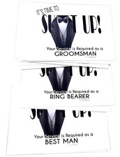 Groomsmen Proposal Cards White, It's Time to Suit Up, Set of 14 with Envelopes