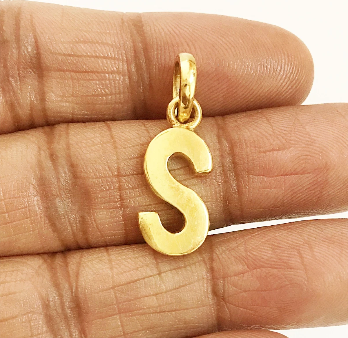 Fine Jewelry 18 Kt Solid Yellow Gold Alphabet Letter S Initial