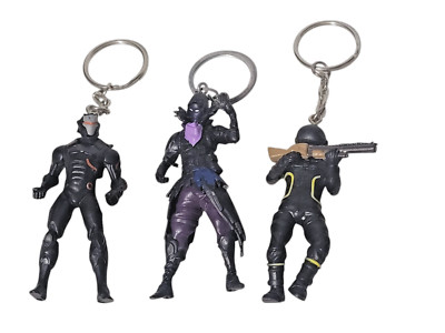 3 Fortnite Figural Keychains - Omega, Raven, & Dark Voyager 2.5'' Figures