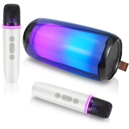 Mini Karaoke Machine for Adults & Kids, Portable Bluetooth Speaker with 2