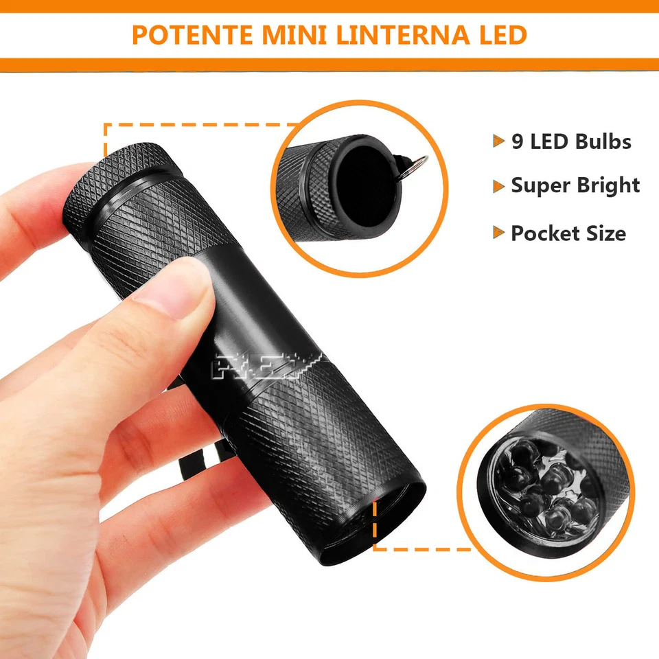Mini Linterna Llavero LED Aluminio a Pilas Acampada, Mochila... Negro d517 - Imagen 4 de 4