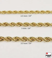 Men's Women's 14K Gold Plated Bling Rope Chain Necklace for Micro Mini Pendant
