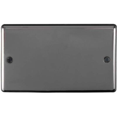 Doppel SCHWARZ NICKEL Blind Chassis Platte Rundkante Wandkasten Loch Abdeckkappe