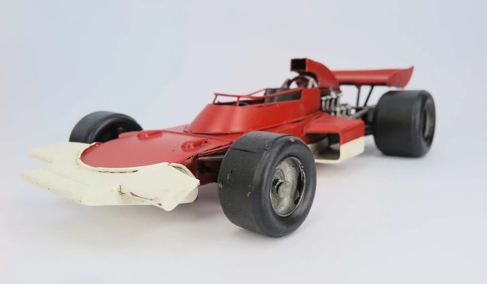 Nostalgie - Modello Auto Corsa Formel1 Rosso Lamiera Retro-Deko Modellino - Immagine 2 di 4