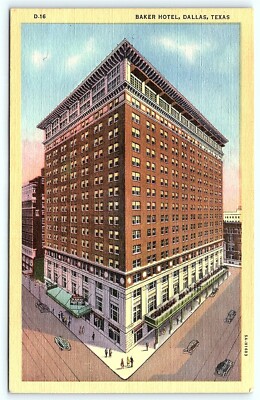 Postcard TX Dallas Baker Hotel Vintage Linen E16