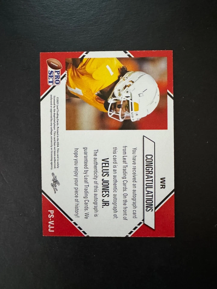 2021 Leaf Pro Set Velus Jones Jr. RC Auto #PS-VJJ Chicago Bears Rookie - Image 2 of 2