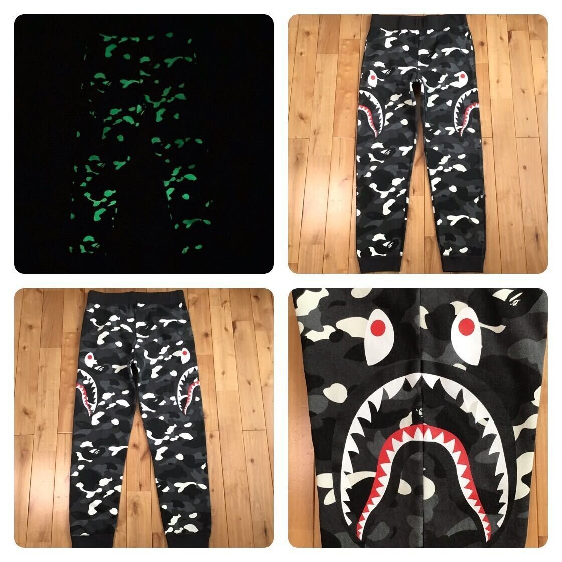 Glow in the dark BAPE City camo shark sweat pants Black A Glow in the dark BAPE City camo shark sweat pants Black A