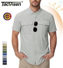 Mens Short Sleeve Sun Protection Shirt UPF50 Quick Dry Fishing Cooling UV Shirt