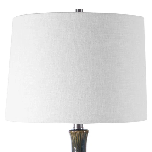 Uttermost Eichler Mid-Century Ceramic and Fabric Table Lamp in Cream/Blue - Picture 3 of 7