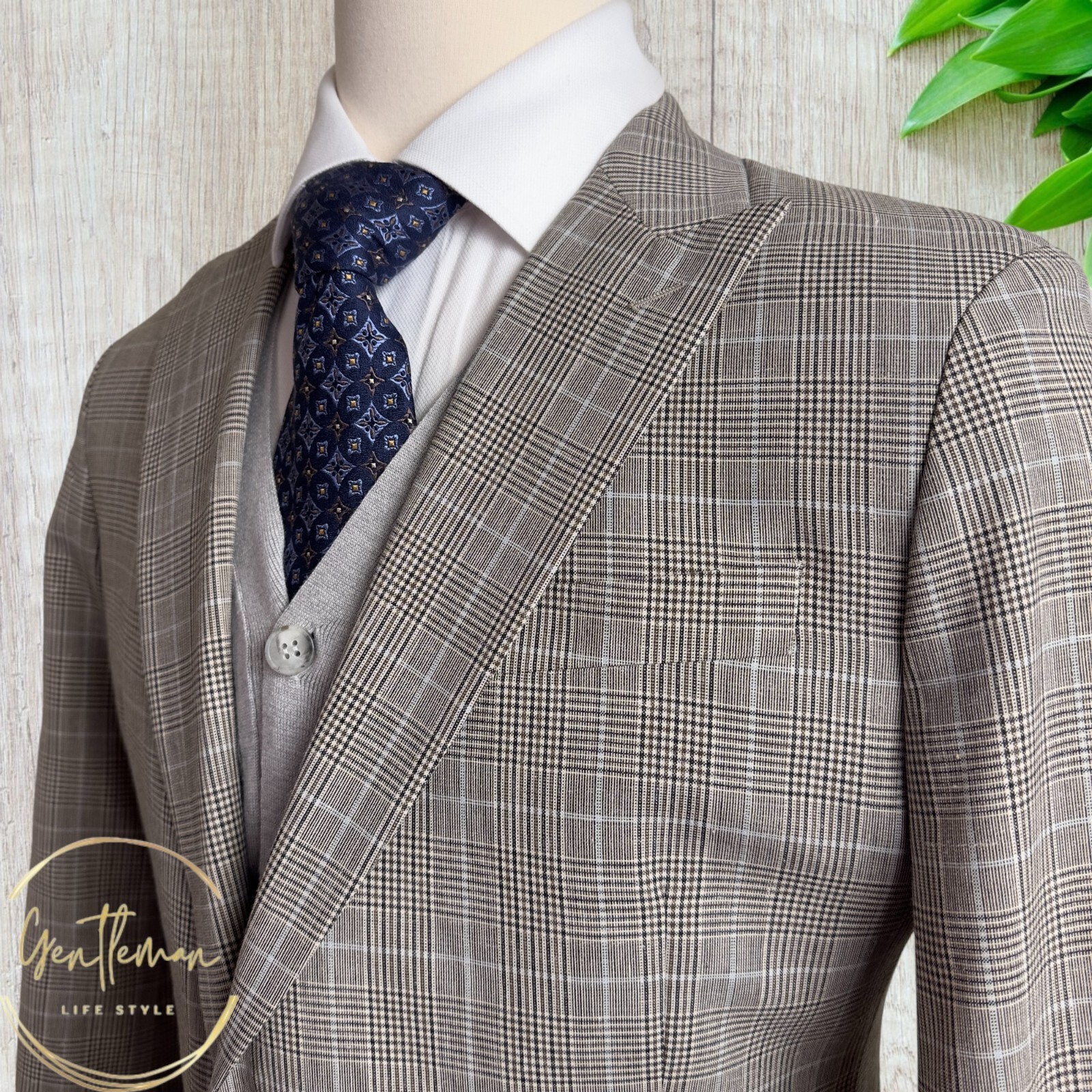 STAFFORD Mens Blazer Sport Coat Two Button Jacket 52R Beige Wool/Linen