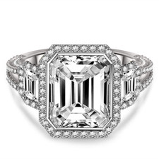 4.50 Ct Simulated Diamond Wedding Engagement Ring 14K Solid White Gold Size 6