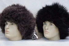 Black, Brown 100% Sheepskin Shearling Leather Fur Beanie Round Bucket Hat S-2XL