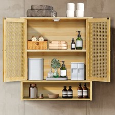 Wall Mounted Medicine Cabinet Kitchen Bathroom Storage Hanging Cupboard 2 Doors
