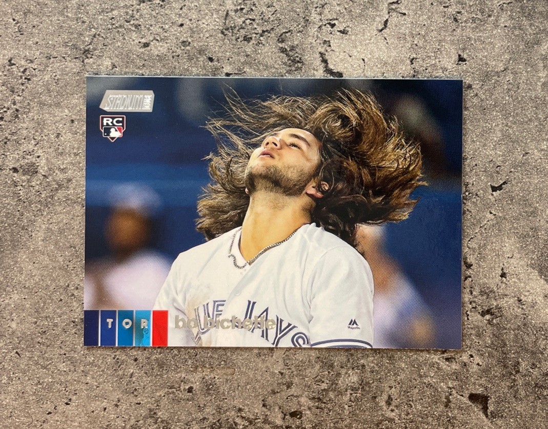 2020 Topps Stadium Club Bo Bichette Card #112 SP Image Variation Hair Flip RC
