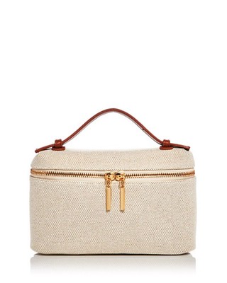 AQUA Vanity Case Bag Women's Beige Removable/Adjustable Strap Zip Closure