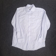 Brooks Brothers Stretch Oxford Button Down Shirt Men 15.5-33 Blue Check Non Iron