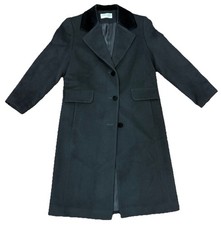 Vintage Forecaster of Boston Women 100 Wool Trench Coat Black Size 6 Mde In USA